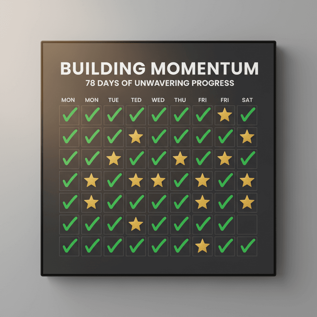 Calendar showing completed daily challenge milestones and streak progress